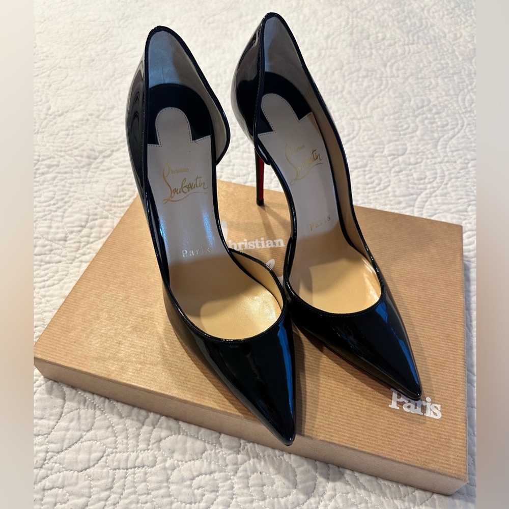 Christian Louboutin Black Women's Iriza Patent 100 Red Sole Pumps